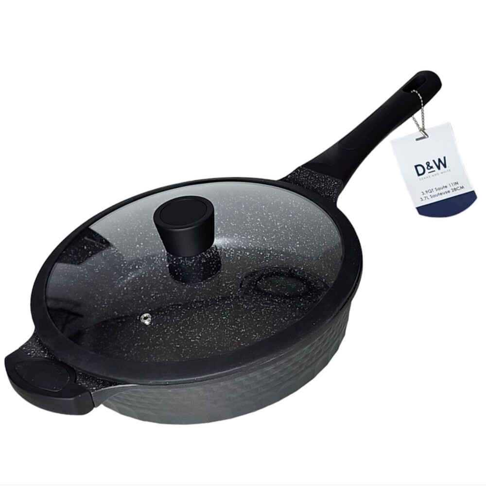 D&W Deane And White Cookware 11" Nonstick Saute Frying Pan Skillet Black 3.9Qt